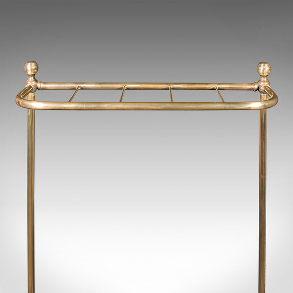 Antique Stick Loop Stand, English, Brass, Hallway, Umbrella Rack, Late Victorian