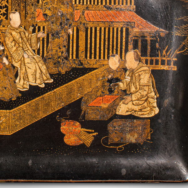 Antique Chinoiserie Crumb Tray, Japanese, Lacquer, Decorative, Late Victorian