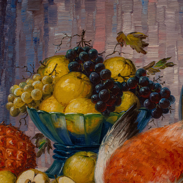 Large Vintage Still Life Painting, German, Framed Art, Oil On Canvas, Stilleben