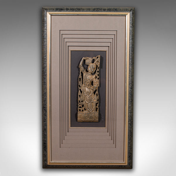 Pair Of Large Vintage Wall Carvings, Thai, Framed Relief Figures, Display Panels
