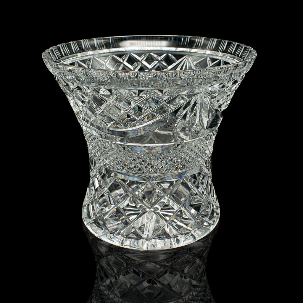 Vintage Crystal Ice Bucket, English, Cut Glass, Bottle Cooler, Mid Century, 1950