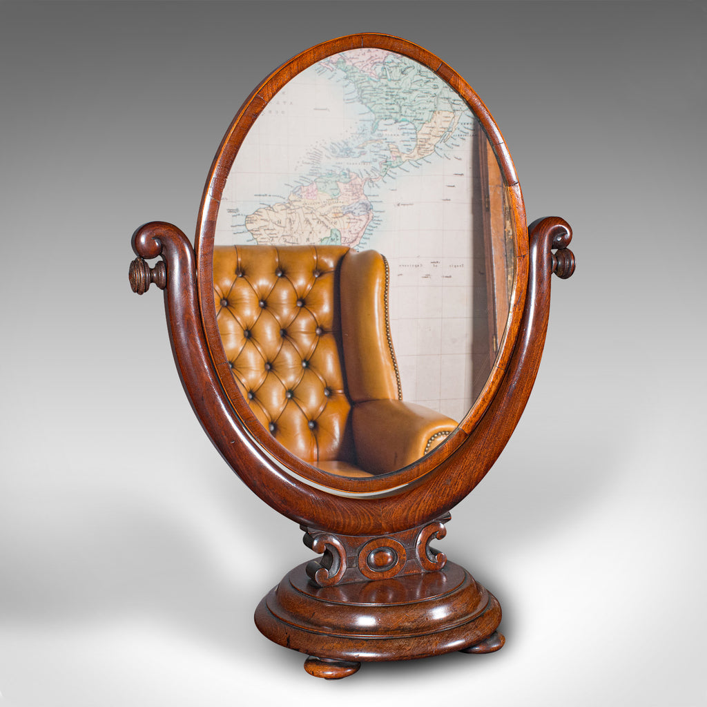 Antique Dressing Table Mirror, English, Walnut, Oval Form, Boudoir, Victorian