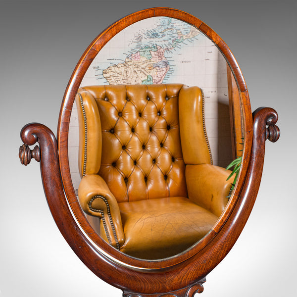 Antique Dressing Table Mirror, English, Walnut, Oval Form, Boudoir, Victorian