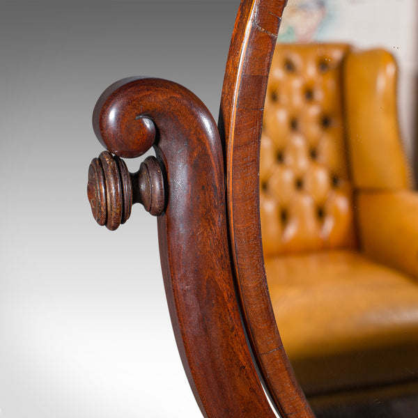 Antique Dressing Table Mirror, English, Walnut, Oval Form, Boudoir, Victorian