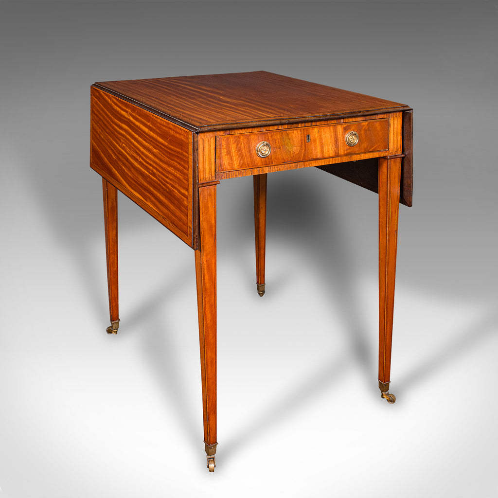 Small Antique Pembroke Table, English Satinwood, Occasional, Williamson, Regency