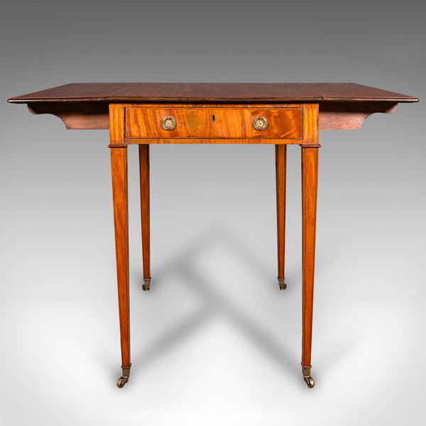 Small Antique Pembroke Table, English Satinwood, Occasional, Williamson, Regency