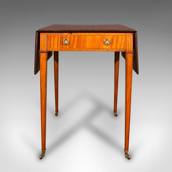 Small Antique Pembroke Table, English Satinwood, Occasional, Williamson, Regency