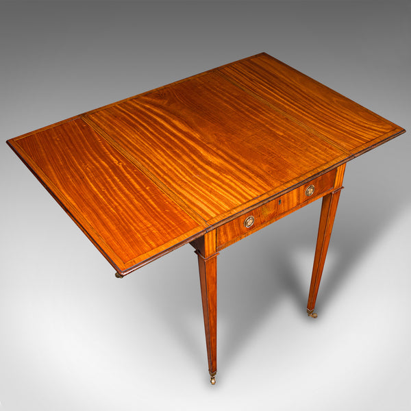 Small Antique Pembroke Table, English Satinwood, Occasional, Williamson, Regency