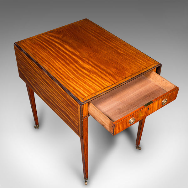 Small Antique Pembroke Table, English Satinwood, Occasional, Williamson, Regency