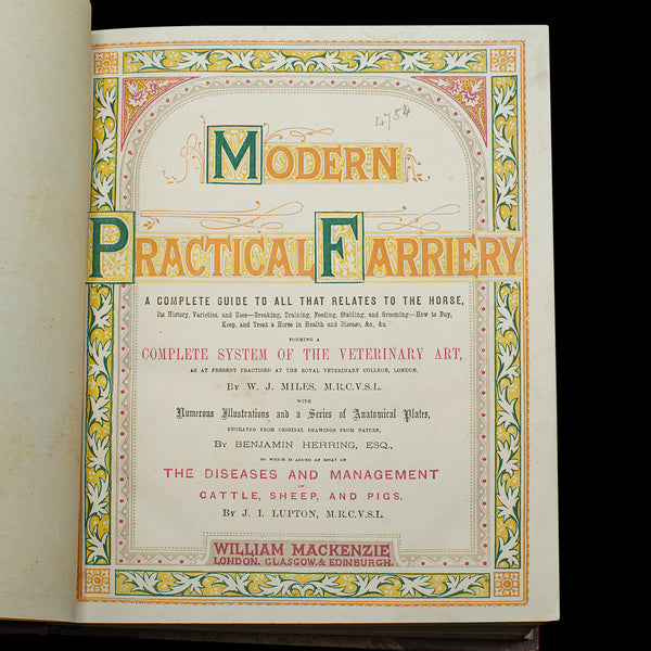 Antique Equestrian Reference Book, Modern Practical Farriery, English, Victorian