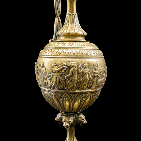 Pair Of Antique Ornamental Ewers, Italian, Bronze, Grand Tour, Victorian, C.1850