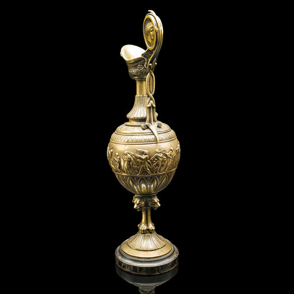 Pair Of Antique Ornamental Ewers, Italian, Bronze, Grand Tour, Victorian, C.1850