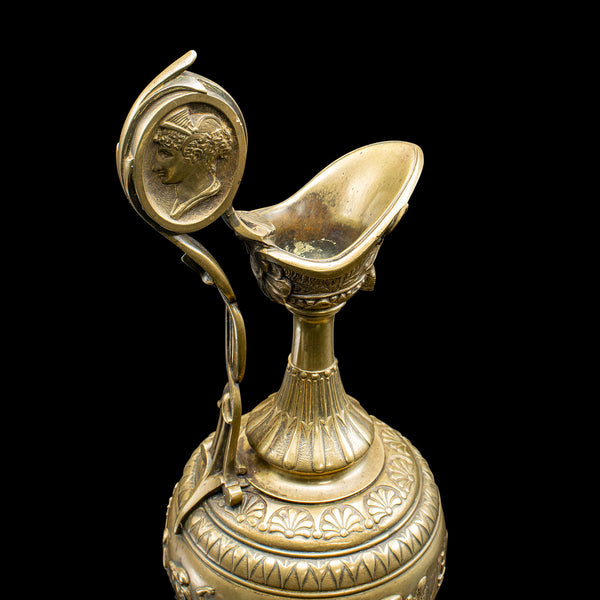 Pair Of Antique Ornamental Ewers, Italian, Bronze, Grand Tour, Victorian, C.1850