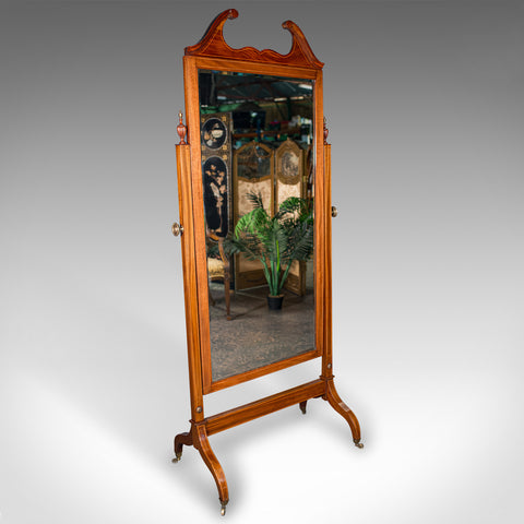 6' 5" Antique Gentlemans Outfitters Mirror, English, Dressing, Cheval, Victorian