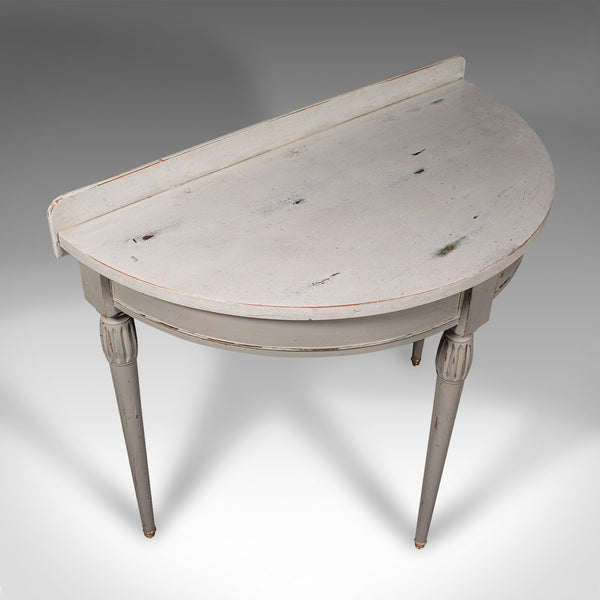 Antique Demi Lune Side Table, French, Painted, Occasional, End, Victorian, 1900