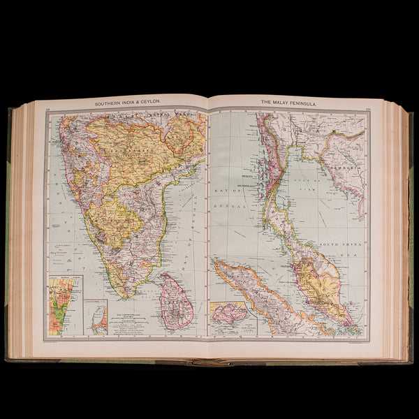Antique Harmsworth Atlas & Gazetteer, English, Cartography Reference, Edwardian