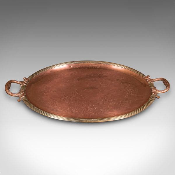 Antique Presentation Tray, English, Copper, Bronze, Serving Platter, Victorian