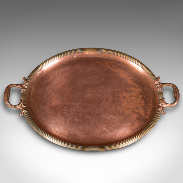 Antique Presentation Tray, English, Copper, Bronze, Serving Platter, Victorian