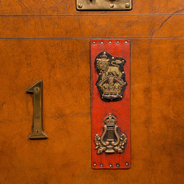 Pair Of Vintage Luggage Trunks, English, Leather, Bedside Nightstand, Campaign