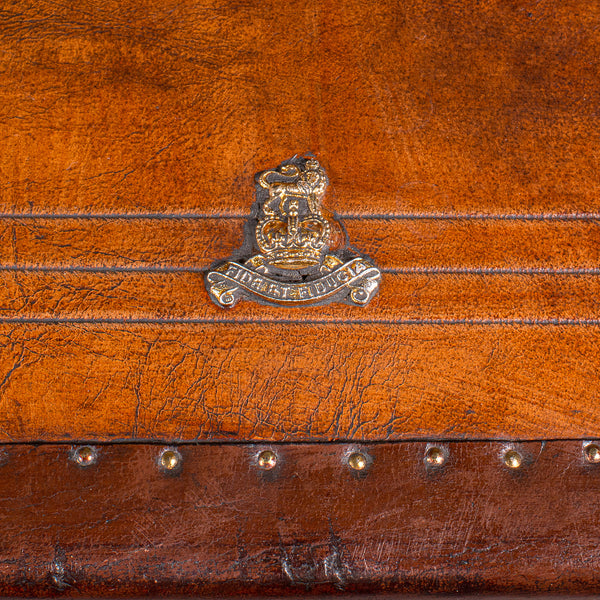 Pair Of Vintage Officer's Campaign Luggage Boxes, English, Leather, Nightstand
