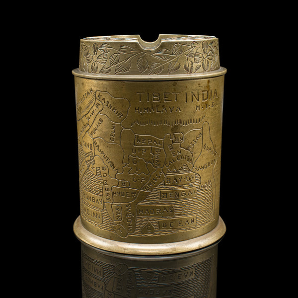 Antique Hand Decorated Cigarette Keeper, Indian, Brass, Tobacco Tin, Victorian