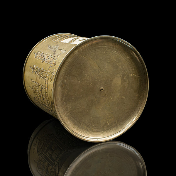 Antique Hand Decorated Cigarette Keeper, Indian, Brass, Tobacco Tin, Victorian