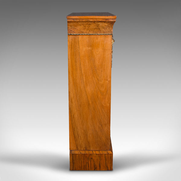 Antique Pier Cabinet, English Walnut, Glazed Bookcase, Display Cupboard, Regency