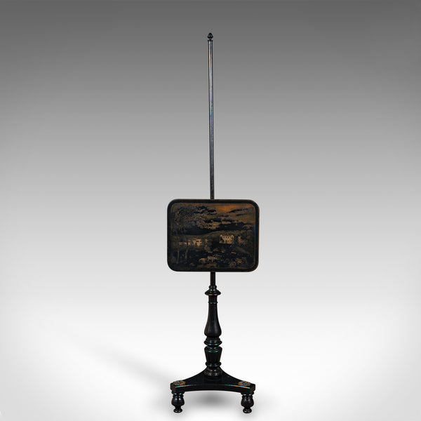 Antique Fireside Pole Screen, English, Height Adjustable, Aesthetic, Victorian