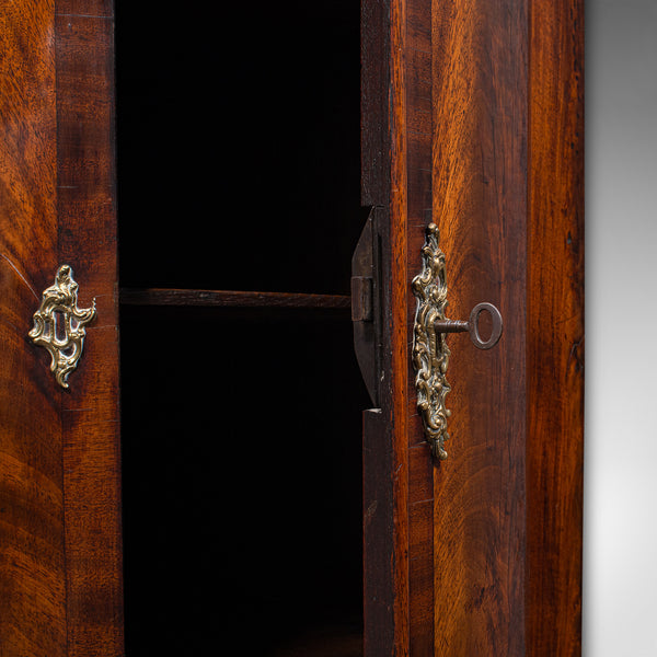 Antique Bow Front Corner Cabinet, English, Flame, Wall Cupboard, Georgian, 1780
