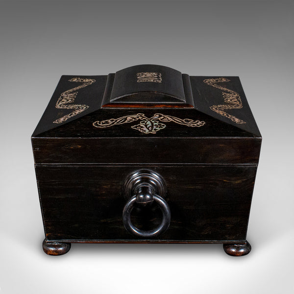 Antique Keepsake Box, English, Coromandel, Inlaid Stationery Case, Regency, 1830