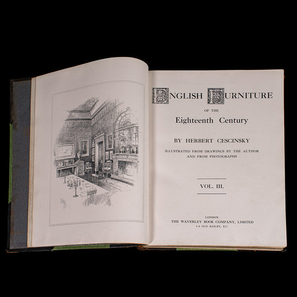 3vols Antique Reference Books, English Furniture of the 18th Century, Cescinsky