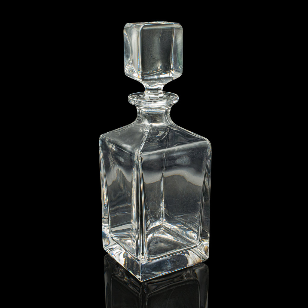 Vintage Bourbon Decanter, English, Glass, Spirit Vessel, Mid Century, Circa 1950