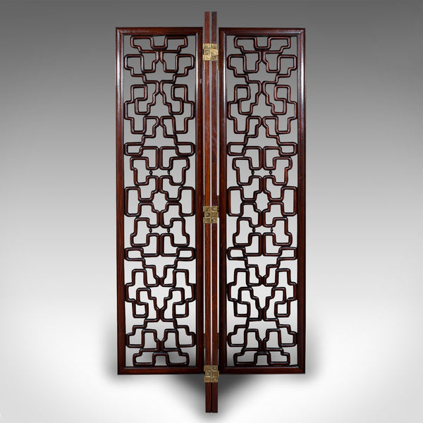6' Tall Vintage Room Divider, Japanese, 4 Fold Screen, Mid Century, Circa 1950