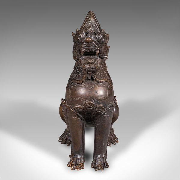 Antique Guardian Lion Figure, Chinese, Bronze Ornament, Buddhist Icon, Victorian
