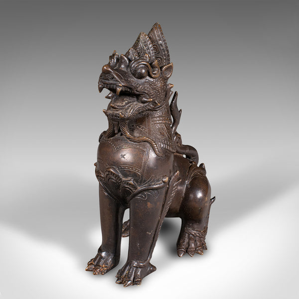 Antique Guardian Lion Figure, Chinese, Bronze Ornament, Buddhist Icon, Victorian
