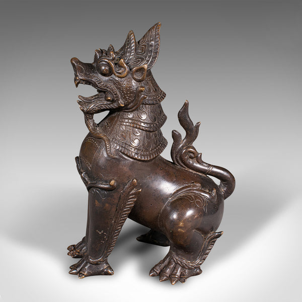 Antique Guardian Lion Figure, Chinese, Bronze Ornament, Buddhist Icon, Victorian