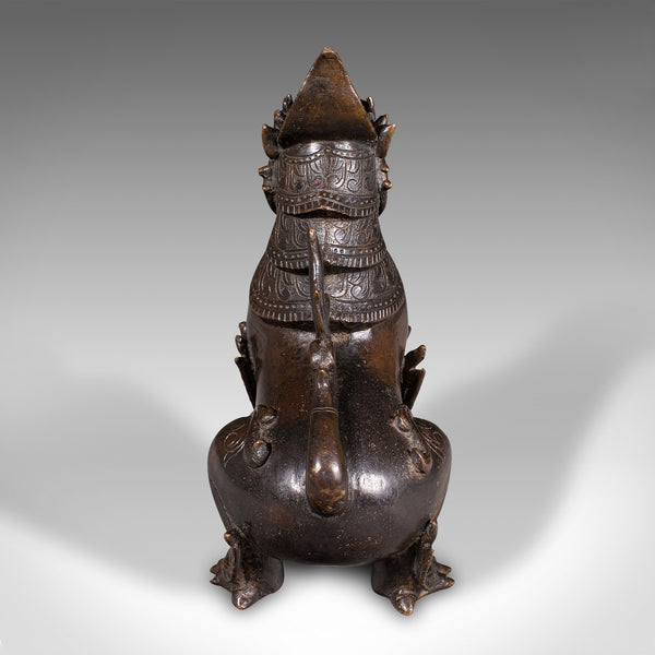 Antique Guardian Lion Figure, Chinese, Bronze Ornament, Buddhist Icon, Victorian