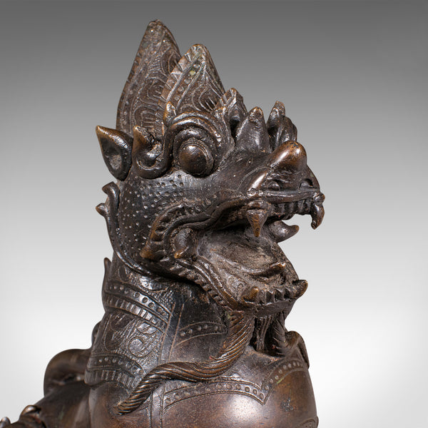 Antique Guardian Lion Figure, Chinese, Bronze Ornament, Buddhist Icon, Victorian