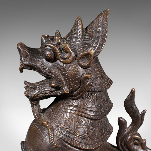 Antique Guardian Lion Figure, Chinese, Bronze Ornament, Buddhist Icon, Victorian