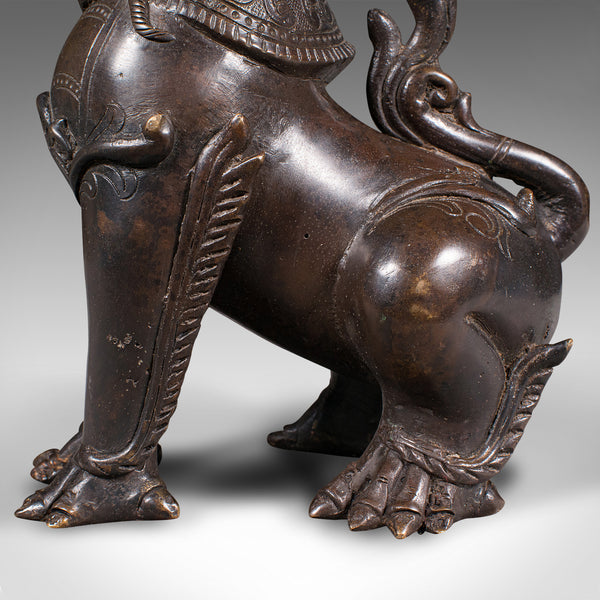 Antique Guardian Lion Figure, Chinese, Bronze Ornament, Buddhist Icon, Victorian