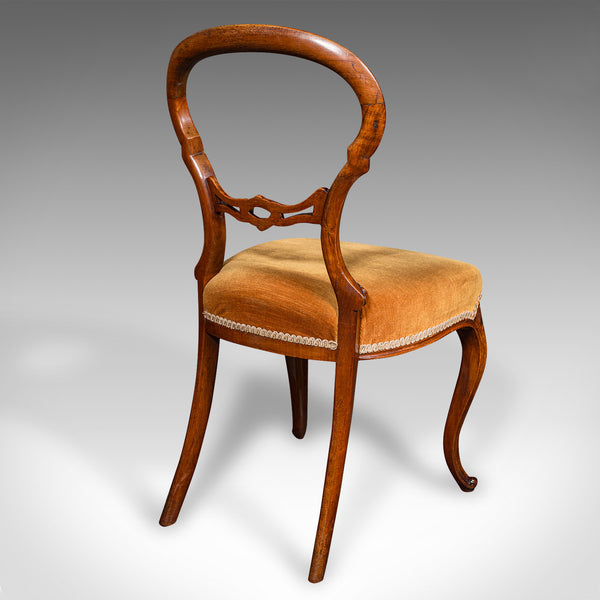 Pair Of Antique Side Chairs, English, Walnut, Buckle Back Seat, Early Victorian