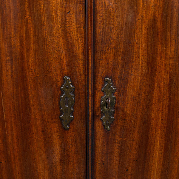 Antique Bow Front Corner Cabinet, English, Oak, Wall Mount Cupboard, Georgian