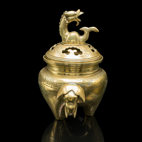 Antique Decorative Censer, Chinese, Brass, Incense Burner, Qing, Victorian, 1900