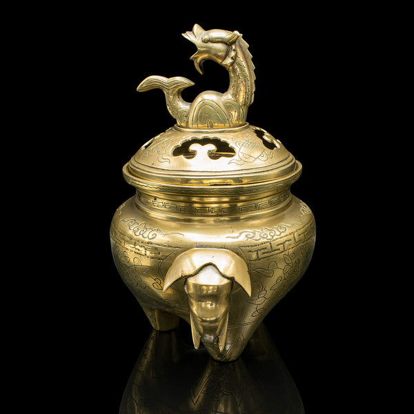 Antique Decorative Censer, Chinese, Brass, Incense Burner, Qing, Victorian, 1900
