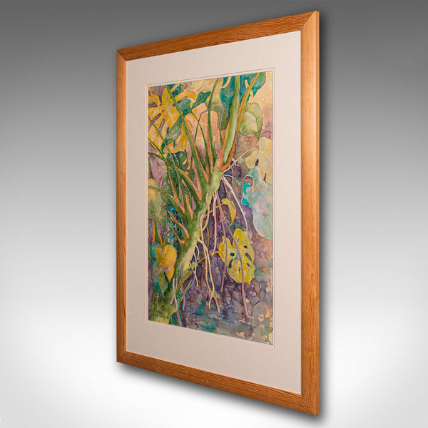 Vintage Watercolour Painting, English, Framed Art, Plant Study, Signed, C.1990