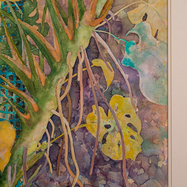 Vintage Watercolour Painting, English, Framed Art, Plant Study, Signed, C.1990