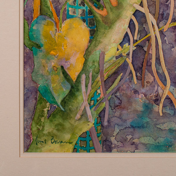 Vintage Watercolour Painting, English, Framed Art, Plant Study, Signed, C.1990
