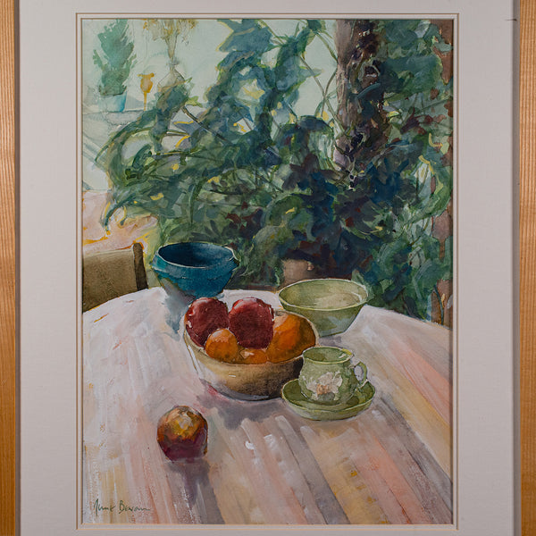 Large Vintage Watercolour, English, Framed Art, Still Life, Signed, Circa 1990