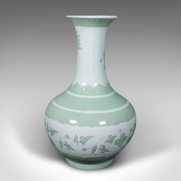 Large Antique Flower Vase, Chinese, Celadon, Ceramic, Baluster Urn, Victorian