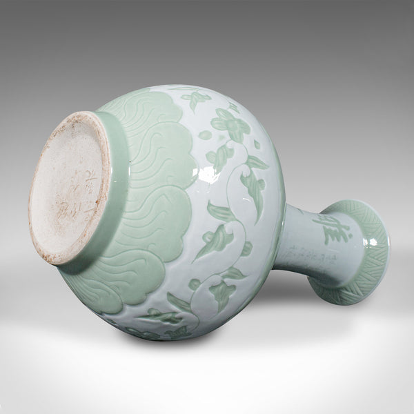 Large Antique Flower Vase, Chinese, Celadon, Ceramic, Baluster Urn, Victorian